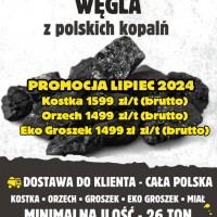 Węgiel hurt z polskich kopalni. Promocja Lipiec 2024